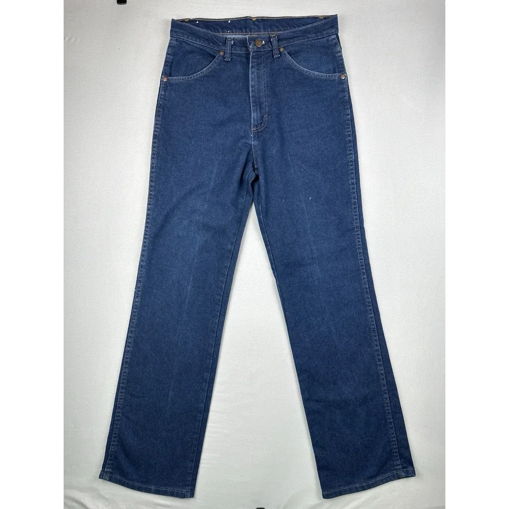 Vintage 70s USA Made Dark Wash Denim Jeans Straight Leg YKK 32x32